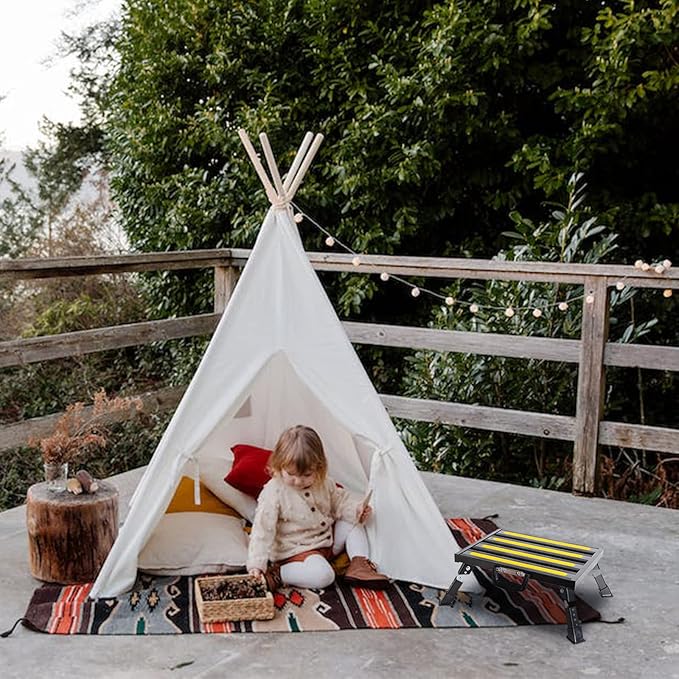 GarfatolRv Steps, Foldable RV Step Stool with a Adjustable Height Step Platform, Portable Handle, Reflective Strip and Non Slip Rubber Feet for Adults Supports Up to 1000 lbs