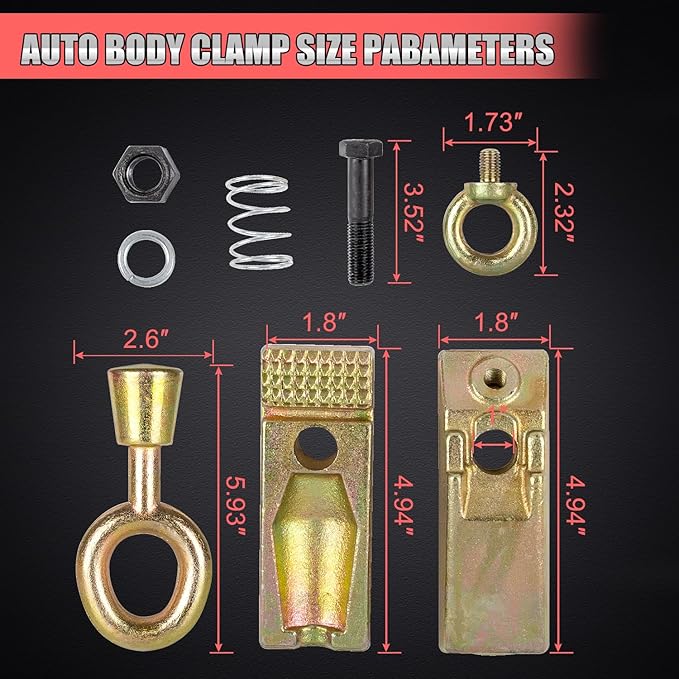 RANSOTO 5 Ton 2 Way Auto Body Clamp Frame Pulling Clamp with Self Tightening Grips for Top & Straight Repair Tool Kit