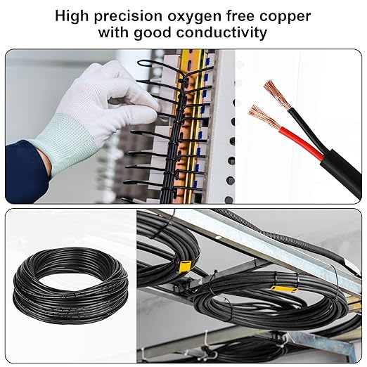 14 Gauge Electrical Wire, 2 Conductor PVC Cord, 50FT 2 Core Flexible Extension Power Cord for LED Lamp Lighting Strips, Automotive