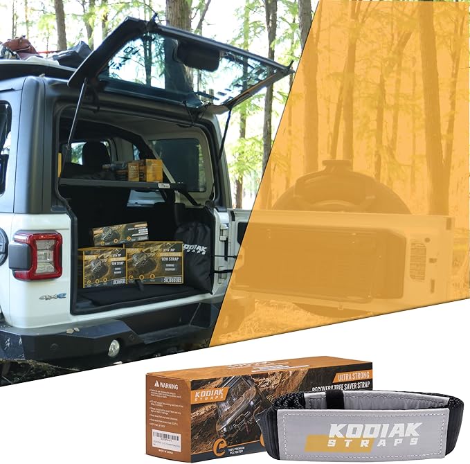 Tree Saver Winch Strap (8' x 3") – 35,000 lbs Heavy Duty for Off-Road Towing and Recovery by KODIAK STRAPS Black