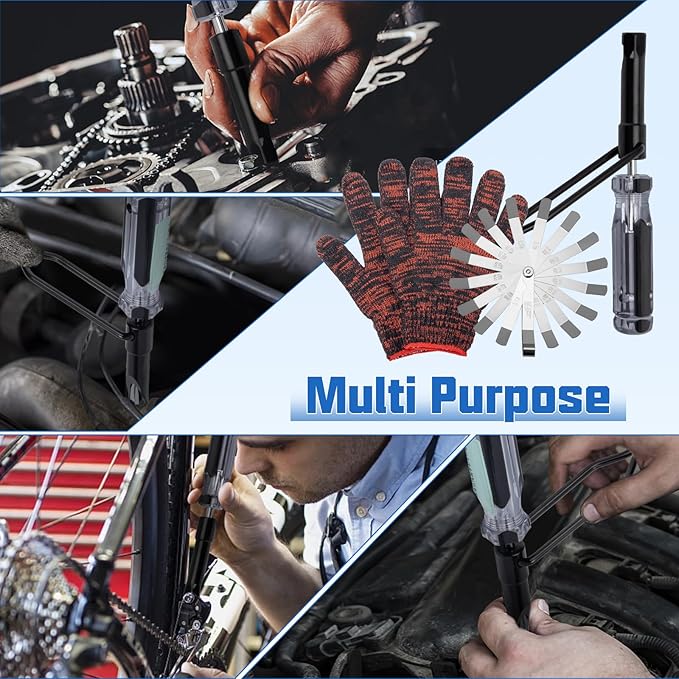 10mm Valve Lash Adjustment Tool Kit with Feeler Gauges & Gloves - Professional Valve Adjustment Tool for Honda, for Toyota, for Nissan and Other Japanese Car Engines