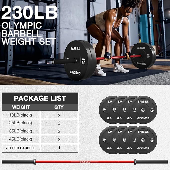 Mikolo 7ft Olympic Barbell, Barbell for Weightlifting and Powerlifting 45lb, Olympic Bar for 1500lbs Capacity, Weight Bar Fit 2” Standard Weights