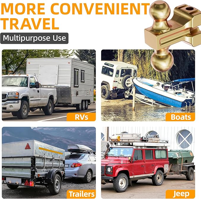 LOCAME Adjustable Trailer Hitch, Fits 2.5-Inch Receiver, 6-Inch Drop/Rise Drop Hitch, 28,000 LBS GTW-Tow Hitch for Heavy Duty Truck, Solid Ball Mount, LC0078