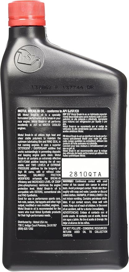 Motul 2810QTA 10W-40 Break-in Oil - 1 Quart