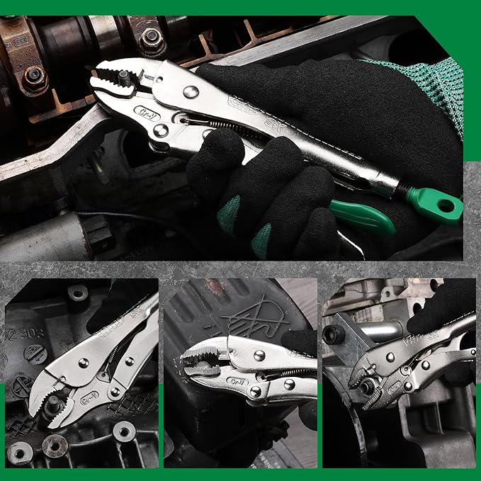 SK 7" Curved Jaw Locking Pliers, Premium CR-V Construction, Ergonomic Anti-slip Handle, Ideal for Welding or Assembly