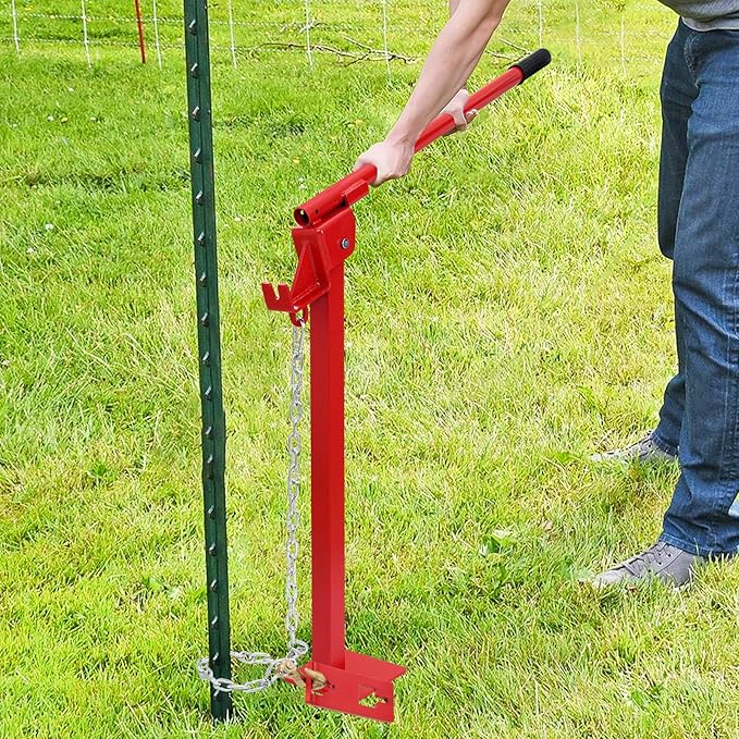 T Post Puller Fence Post Puller Heavy Duty Fence Post Puller with Lifting Chain & T Post Puller Plate Puller T Post Puller for Round Fence Posts T Stakes Sign Post & Tree Stump,Combined Type