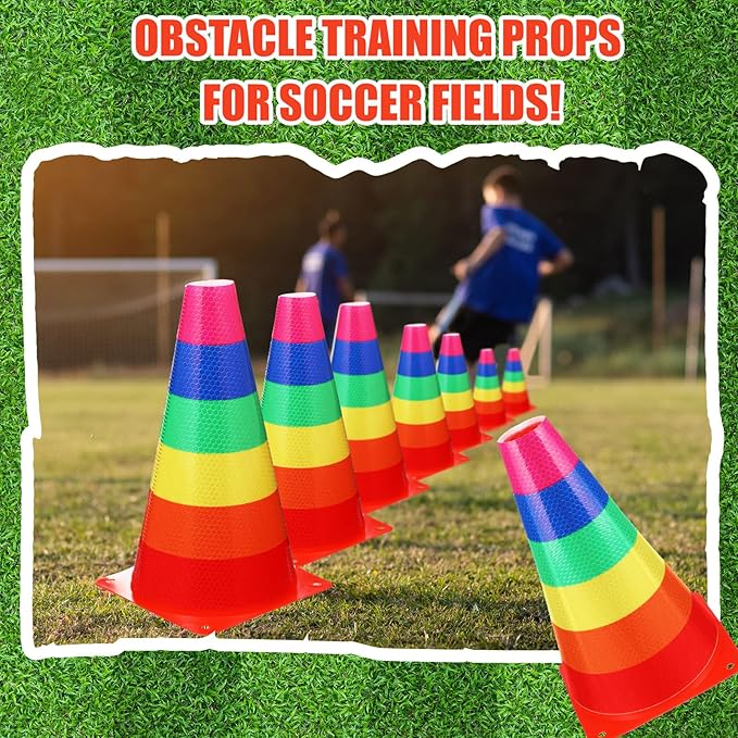 12 Pack Candy Corn Ring Toss Game - Plastic Cones, 9 Inch Training & Sport Agility Field Markers for Youth Soccer & Skating Practice