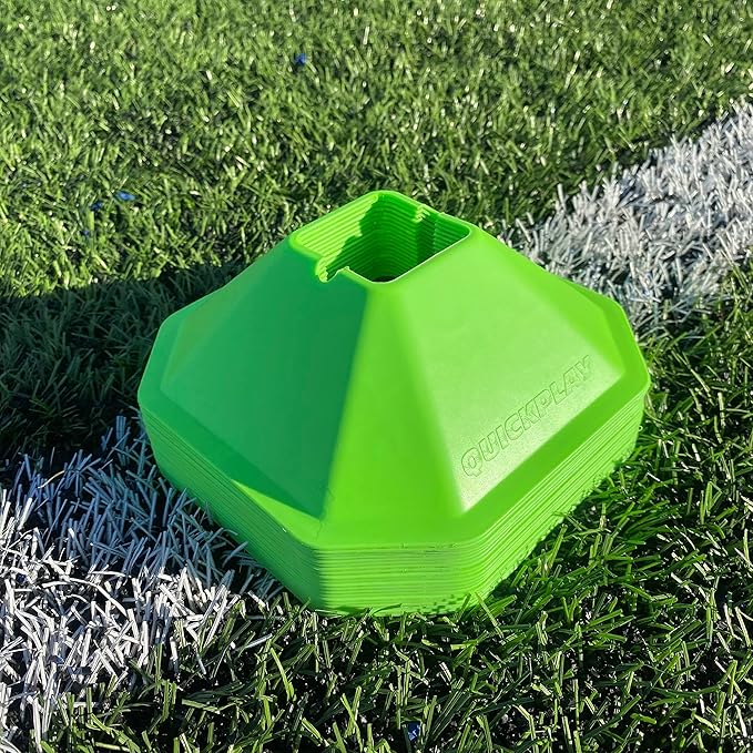 QUICKPLAY Soccer Cones – Set of 20 | Highly Visible Compact Sports Cones
