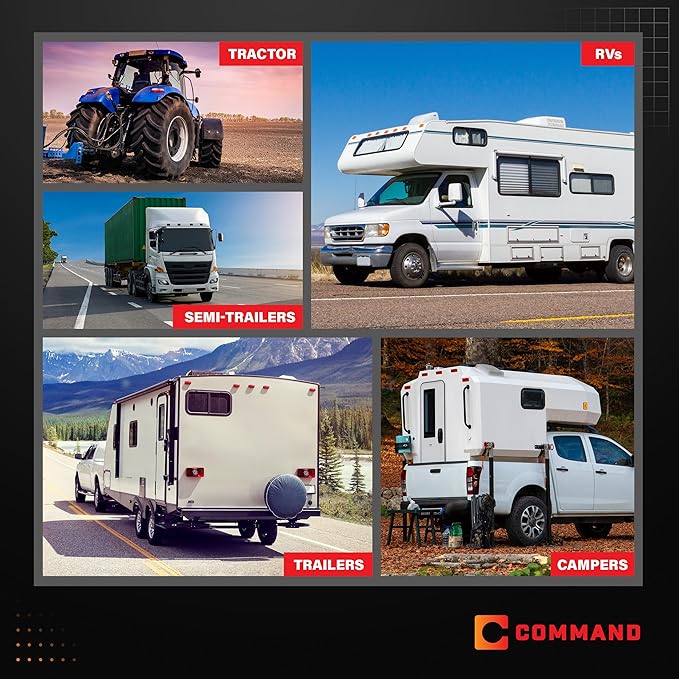 Command Electronics OEM 12V Modern Incandescent RV & Trailer Clearance Light – Made in USA – Red, White Base – 2-Pack