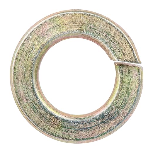 1/2" (100 Pack) Grade 8 Lock Washer, Split, Thru-Hardened, Yellow Zinc by Makers Bolt