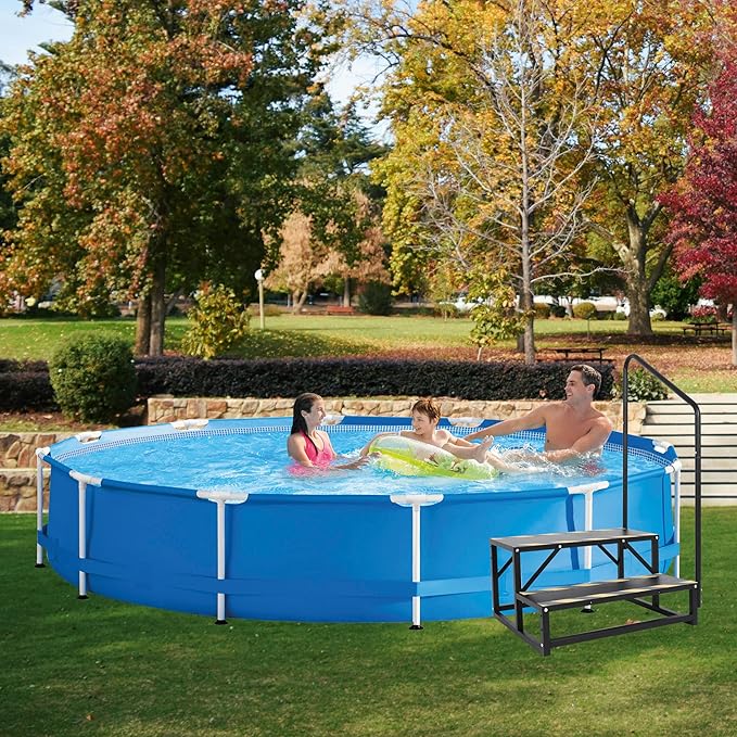 Assist Handrail for 2 and 3 RV Step Stairs,Hot Tub Steps with Handrail,Portable Step Ladder for Travel Trailer,Camper,Porch,Pet Stair,Outdoor Stairs with Non-Skid Tapes