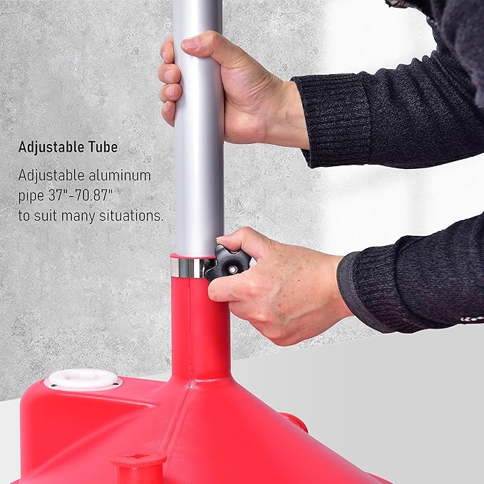 Aain A46A 18 Gallon Industrial Waste Oil Drain Tank,Oil Changing,Portable Waste Oil Change Tank With Wheels and Adjustable funnel height for car, Funnel Drain, Red