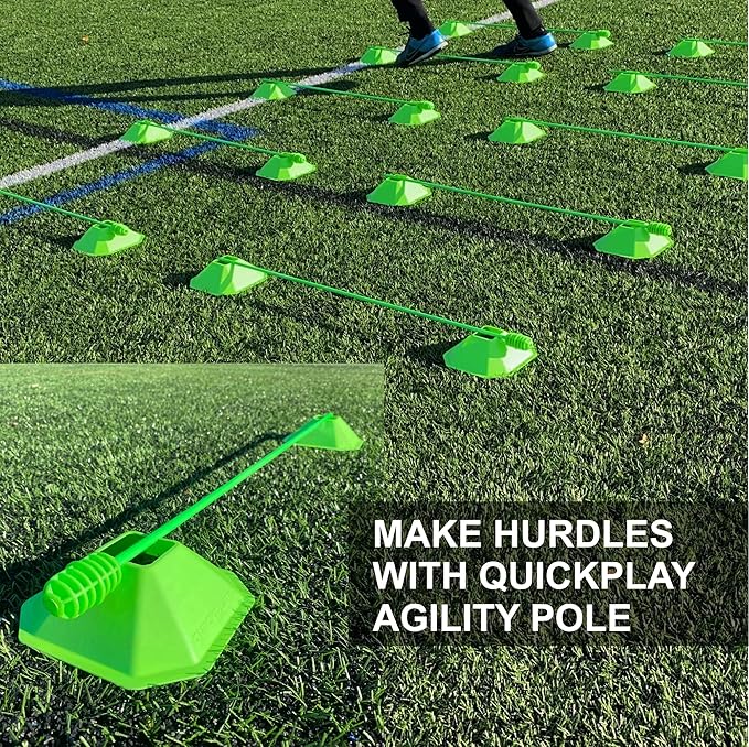 QUICKPLAY Soccer Cones – Set of 20 | Highly Visible Compact Sports Cones