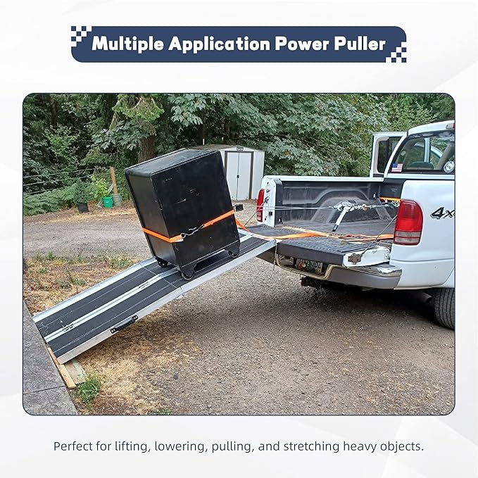 2 Ton Power Puller, 2 Hook Steel Cable Dual Gear Power Ratchet Come Along Winch,Heavy Duty Hand Cable Puller,4,400LBS