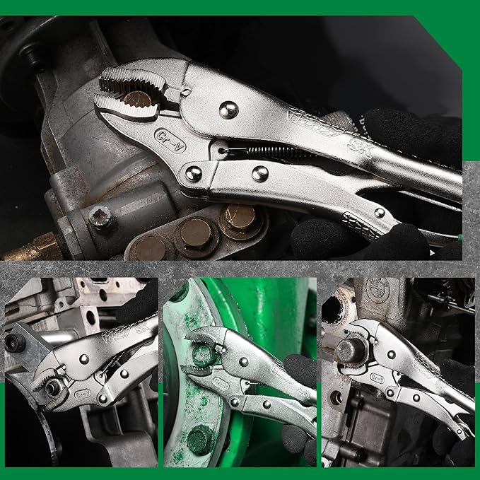 SK 10" Curved Jaw Locking Pliers, Premium CR-V Construction, Ergonomic Anti-slip Handle, Ideal for Welding or Assembly