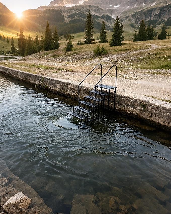 RV Steps with 2 Handrails|6 Step RV Stairs with Handrail|Update 3.0 Outdoor RV Ladders with Anti-Slip Pedals|Mobile Home Stairs for Travel Trailers|Heavy Duty Hot Tub Steps for Porch, Spa