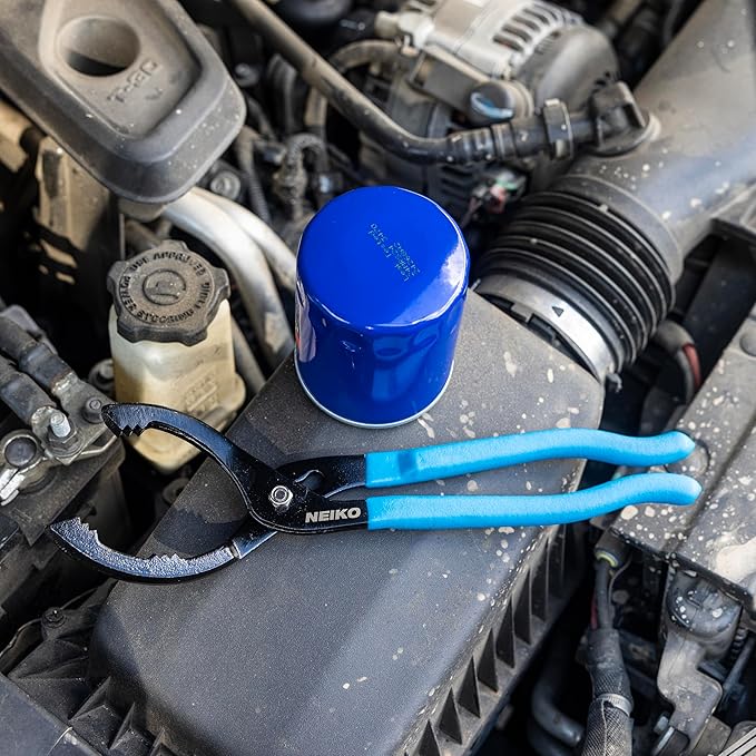 NEIKO 03422A Oil Filter Wrench, 12” Adjustable Oil Filter Pliers, 3 Adjustable Positions, Fits 2-3/8” to 4-1/2”, Oil Change Tools, Filter Removal Tool