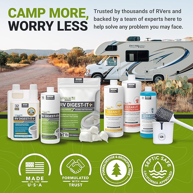 Unique RV Digest-It RV Toilet Treatment - Eliminates Odors at the Source and Liquifies Waste - 16 Uses Per Bottle (32 oz)