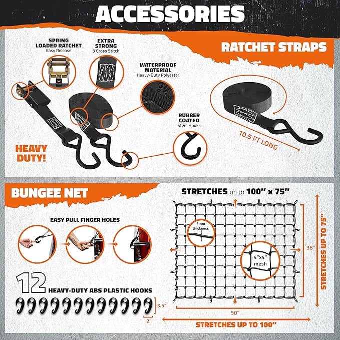 Mockins XL 84"x39"x6" Extendable Roof Rack Cargo Carrier & 35 CuFt Waterproof Cargo Bag for Top of Car | 3 Length Sizes: 40", 63", 84" Luggage Rack for SUV Car & Truck with Roof Basket Accessories