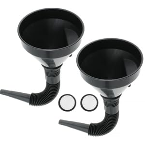 Large Plastic Automotive Funnels Wide Mouth Oil Funnel with Flexible Extension Nozzle Hose Car Fuel Funnel with Handle Mesh Screen for Cars Engine RV Water Gas Transmission Liquid（Black） (2)