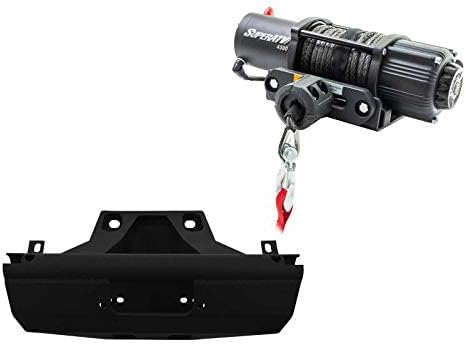 SuperATV Black Ops 4500 LB Winch with Winch Mounting Plate for Can Am Maverick X3 (See Fitment) | Complete Can Am Maverick Winch Kit Ready for Install | Powder Coated for Durability