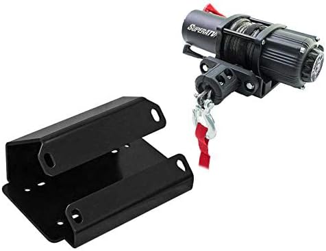 SuperATV Black Ops 3500 lb Winch with Heavy Duty Winch Mounting Plate for Can Am Defender/Defender Max | Complete Can Am Defender Winch Kit Ready for Install | 3/16" Steel Plating