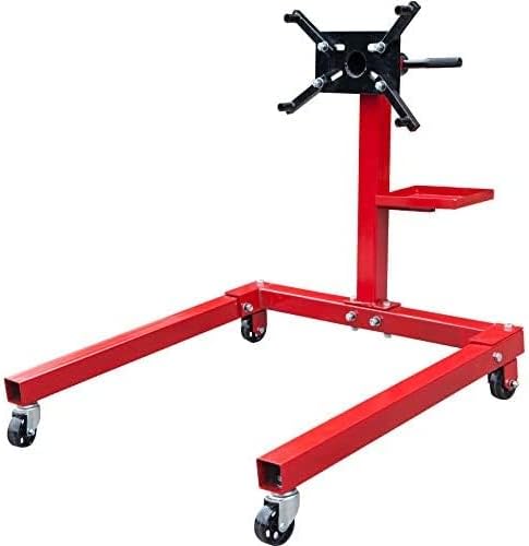 Big RED Steel Rotating Engine Stand with 360 Degree Adjustable Mounting Head and Extra Tool Storage Tray: 5/8 Ton (1,250 lb) Capacity, Red