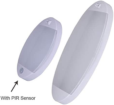 Facon 12V LED RV Dome Light with Switch, Length: 9-1/4'', DDS01-608-CW, Large Oval Pancake Interior Lighting Fixture for RV Motorhomes Camper Caravan Trailer Boat