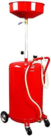 XtremepowerUS 20 Gallon Portable Waste Oil Drain Tank Air Operated Drainage Adjustable Funnel Height with Wheel, Red