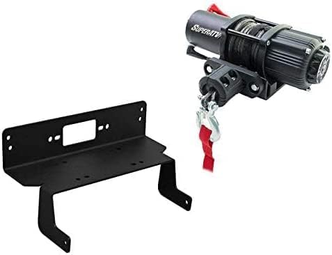 SuperATV 6000 lb Black Ops Winch with Heavy Duty Winch Mounting Plate for 2016+ Polaris Ranger 570 Full-Size/Crew | Complete Kit Ready for Install