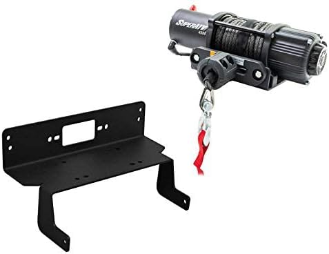SuperATV Black Ops 4500 LB Winch and Winch Mounting Plate for 2016+ Polaris Ranger 570 Full-Size/Crew | Powder-Coating Prevents Corrosion | Compatible with Many OEM and Aftermarket Winches