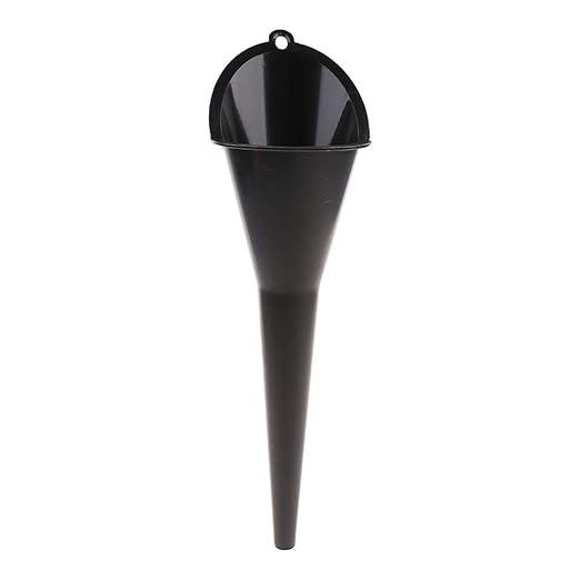 Black Multi-Function Auto Engine Oil Petrol Change Funnel Long Stem Plastic Funnel for Car Motorcycle ATV Boat Multi-Function Circular and, Funnels, Oil System Tools, Large:28cm (11.02in)