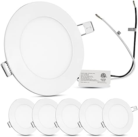 Facon 4.5Inch 12V RV LED Puck Light, 6Packs Aluminum Slim Recessed Mount Light, 3200K Warm White, 12Volts DC Interior Light for RV, Camper, Motorhome, Fifth Wheel, Trailer, Boat