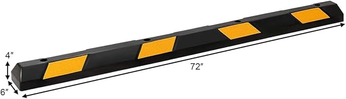 Goplus Parking Block, 72” Rubber Parking Bumpers with 8 High Reflective Yellow Safety Stripes, Heavy Duty Parking Target, Garage Wheel Stoppers Parking Curb for Car, Truck, RV and Trailer (8 Pack)