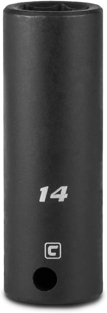 Capri Tools 3/8 in. Drive 14 mm 6-Point Metric Deep Impact Socket, black (5-3214)
