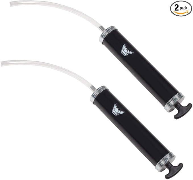 Mytee Products 2 Pack Automotive Fluid Extractor Pump Compatible with Non-Corrosive Fluids, Gear Oils, Lubricants, and Engine Oil - 16 Oz Suction Gun with 12" Vinyl Hose & Manual Oil Change Syringe