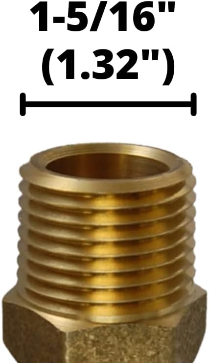 1-1/4" Hose x 1" NPTF Male Pipe Thread Brass Barb Connector Fitting (5-PACK) | 102-2016C