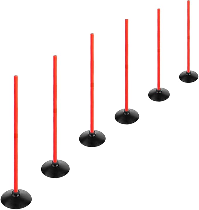TNZMART 3.3FT Training Agility Poles Detachable Soccer Training Sticks Multi-Purpose Slalom Boundary Poles with Rubber Bases