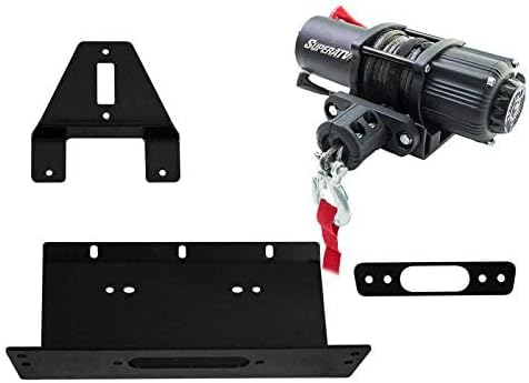 SuperATV Black Ops 3500 LB Winch with Winch Mounting Plate for Polaris Ranger XP 500 / XP 800 / XP 800 Crew (See Fitment) | Bolt-On Installation | 3/16" Steel Plating | Complete Polaris Winch Kit