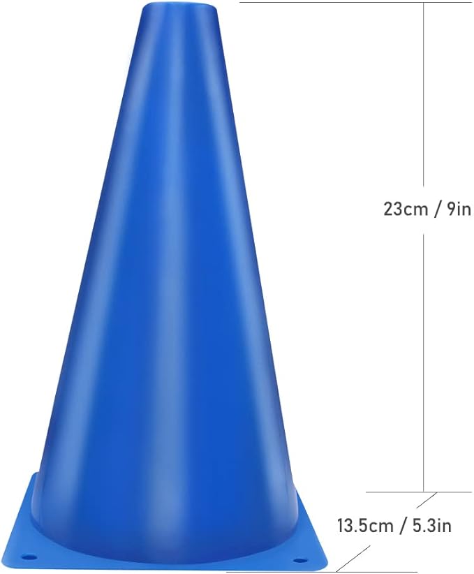 Cones Sports 9 Inch, 15 Pack Training Cones for Soccer Practice, Agility Field Cone Set for Drills Football Basketball, Plastic Cones for Outdoor Indoor Games