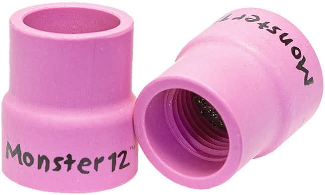 Monster #12 Ceramic Alumina TIG Cup Gas Nozzle for Welding Torch, 3/4" Orifice x 1" Long - 2 Pack