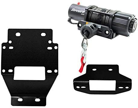 SuperATV 4500 lb Black Ops Winch with Heavy Duty Winch Mounting Plate for 2011-2014 Polaris RZR XP 900 / RZR XP 4 900 | Complete Winch Kit Combo Ready For Install
