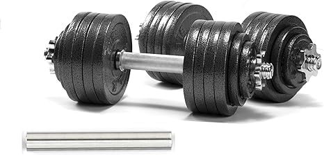 TELK – Adjustable Dumbbell Set – Home Gym Weight Set with Baked Enamel Cast Iron Plates – Space-Saving Free Weights for Strength Training