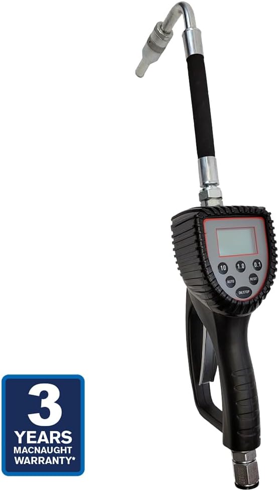 Macnaught M3 Digital Preset Oil Control Gun 1/2" FNPT | 9.25 GPM, Flexible Nozzle, Oval Gear Meter, Auto Shutoff, ATF & Coolant Compatible, 3-Year Warranty