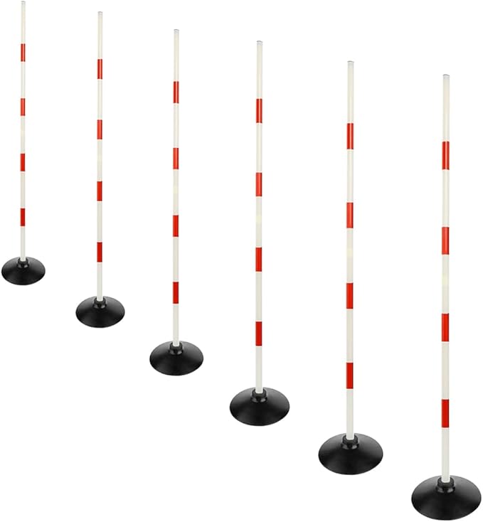 Red-White Soccer Agility Pole Set Rubber Base Dribbling Stick Traffic Warning Sign Pole Multifunctional Training Pole