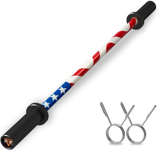 4FT Olympic Barbell Bar, 47Inch Straight Weight Bar with 2 Collars, Solid Olympic Bar with Bearings, 500Lbs Capacity Weightlifting Bar for Home Gym Strength Training, Suitable for 2 Inch Plates
