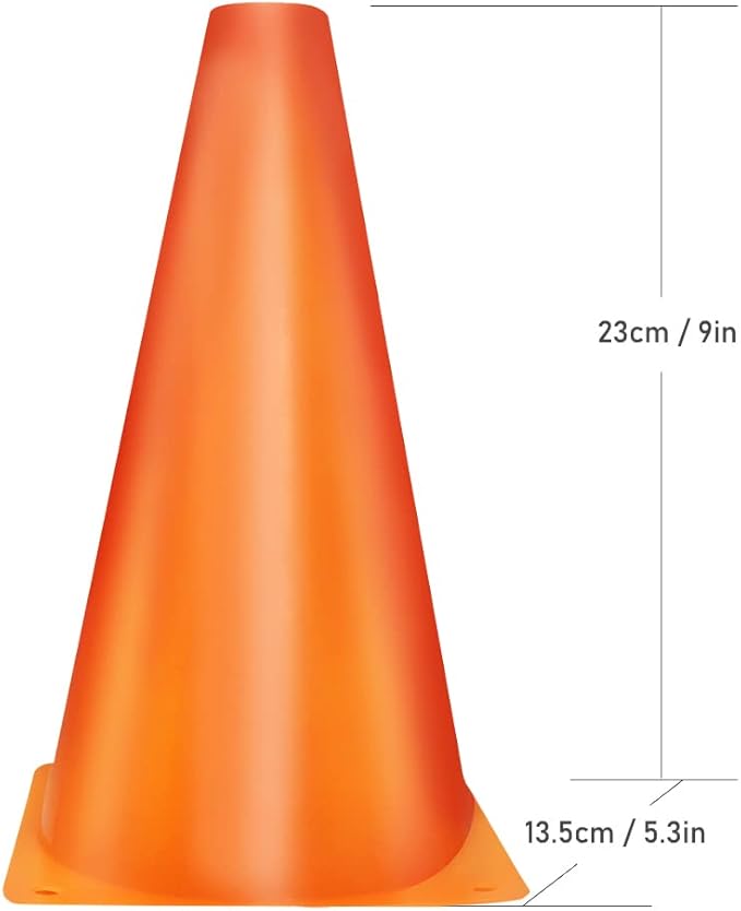 Cones Sports 9 Inch, 15 Pack Training Cones for Soccer Practice, Agility Field Cone Set for Drills Football Basketball, Plastic Cones for Outdoor Indoor Games