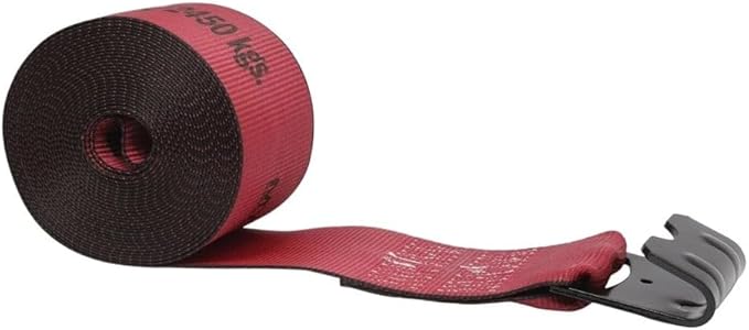 Mytee Products Kinedyne Winch Straps 4" x 30" Red Heavy Duty Tie Down with Flat Hooks WLL# 5400 lbs | 4 Inch Cargo Control for Flatbed Truck Utility Trailer (20 Pack)