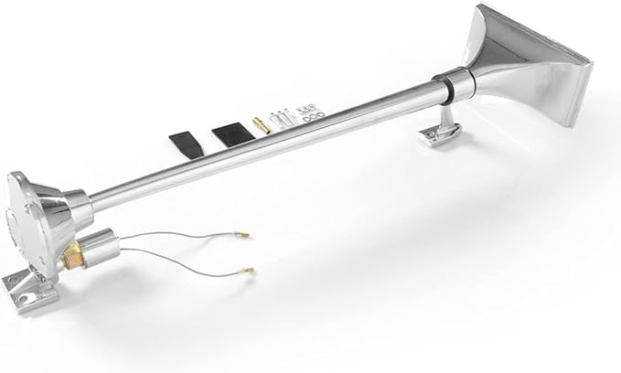 150DB Universal Truck Air Horn Kit,12V/24V 28.35 inch Loud Trumpet Horn for Car, Train, Boat - Heavy Duty