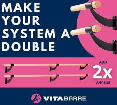 VITA Barre Wall-Mounted Single Ballet Barre, Archos, Wood | Fixed Height, Made in USA, Home, Studio or Gym Exercise Equipment for Kids & Adults | Dance, Fitness, Pilates
